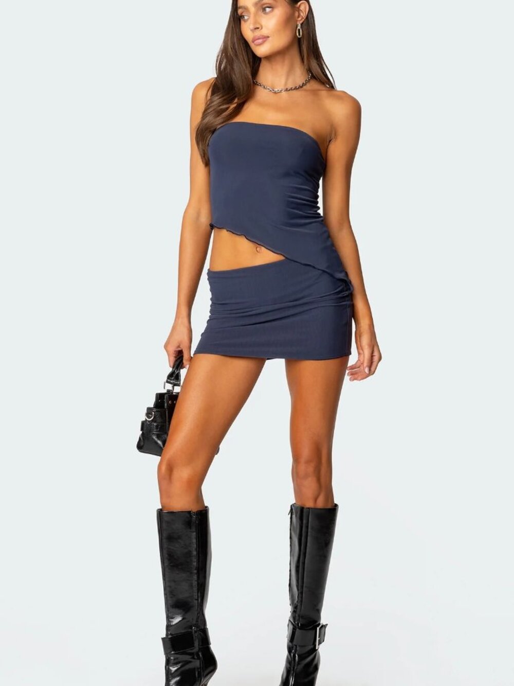 Edikted Vivi Mesh Mini Skirt NWT XS Blue